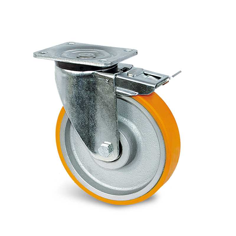 roulette-de-manutention-UP5RD125-23BM Roulette à platine – 500 à 800 kg - à platine pivotante à double blocage, 50, 500, 125, 164, 55, 135x110, 11, à billes, 105x80