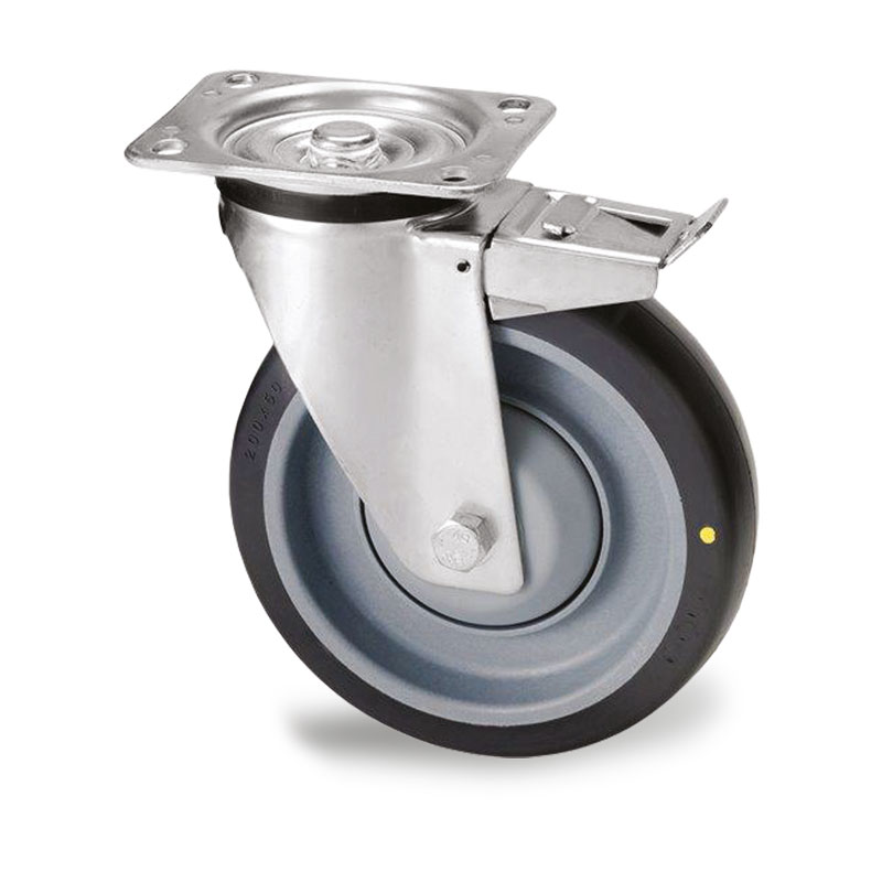 EP4BD080-271B-PF Roulette Conductrice à Platine - de 120 à 300kg - à platine pivotante à simple blocage, 200, 50, 55, 135x110, 105x80, 11, 300