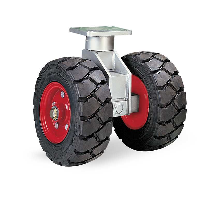 Roulette jumelée en acier pneus pleins  4290 kg - à platine pivotante, 153+153, 4290, 451, 451, 100, 255x200, 18, à billes, 210x160