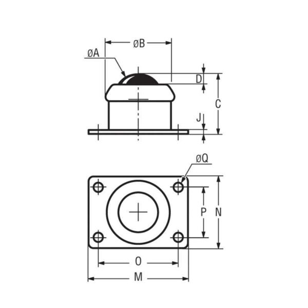 Billes à platine rectangulaire – de 10 à 500 kg