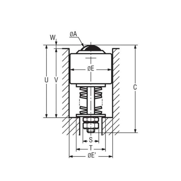 Billes escamotables à ressort extérieur – de 7 à 1950 kg