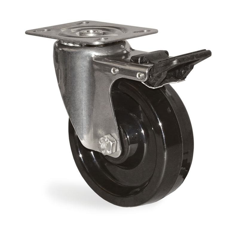 EP4BD080-970LT3 Roulette Ditherm à Platine - de 140 à 230 kg - à platine pivotante à simple blocage, 125, 40, 44, lisse, 230