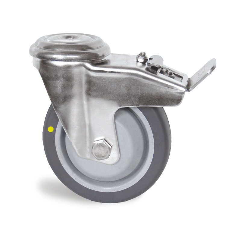 EP4OD080-271B-PF Roulette Conductrice à Trou central - de 120 à 300kg - à trou central pivotante à simple blocage, 200, 50, 55, 16, 300