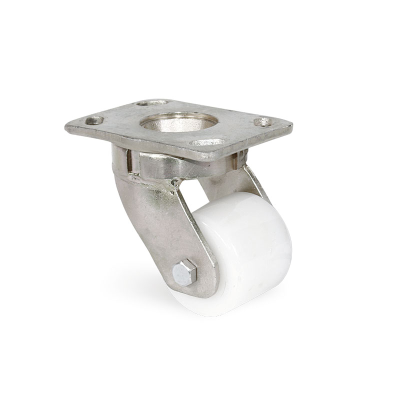 HP55LA085-77B Roulette surbaissée - de 600 à 900 kg - à platine fixe, polyamide 6 blanc Ernyl® non tachant, Roulette à platine acier, 900