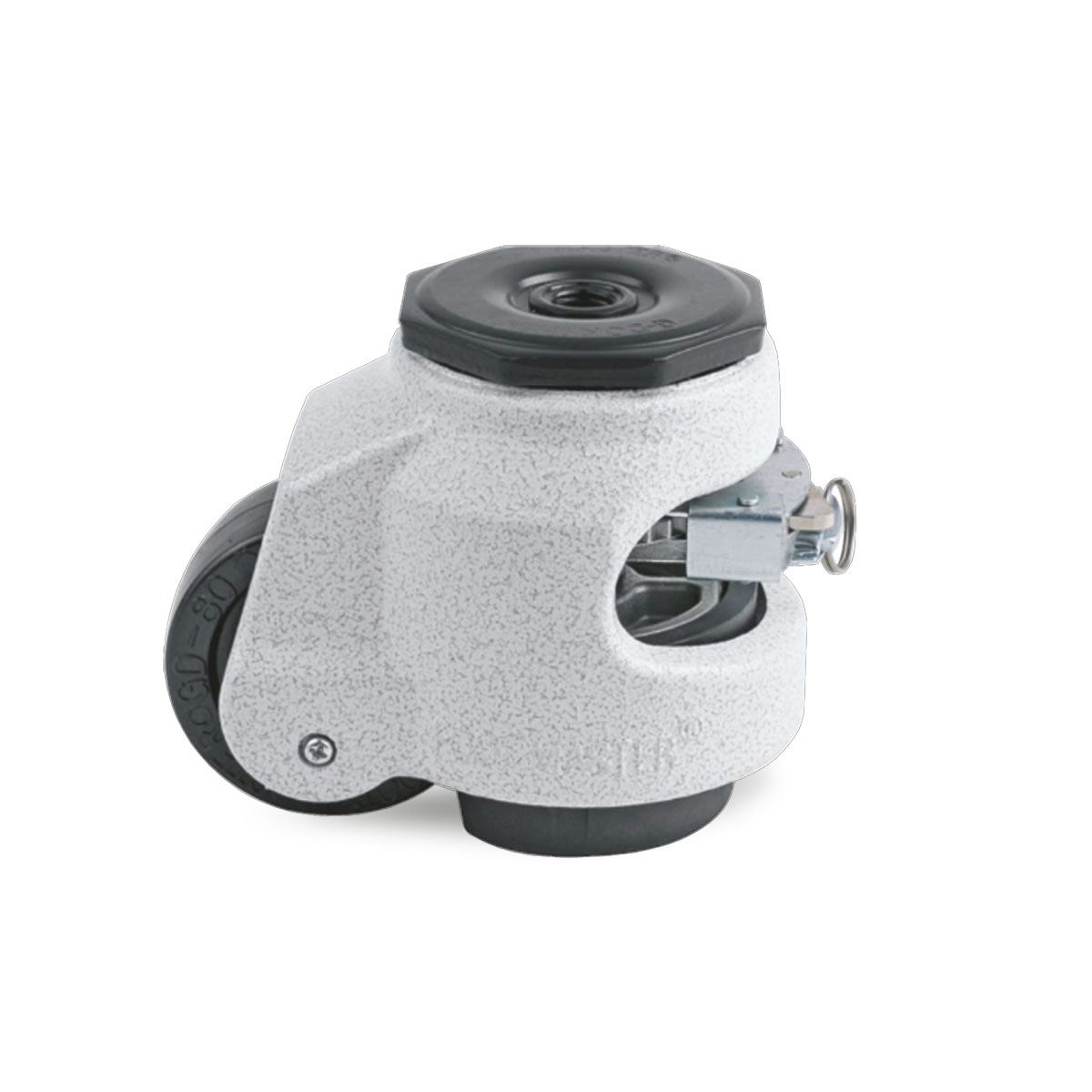 XY2OA050-774L-5 Roulette d'immobilisation - 25 à 1000 kg - Caoutchouc antidérapant, 63, 30, 103, 118, 46, 11°, 85 - 65, M12, 250, 500